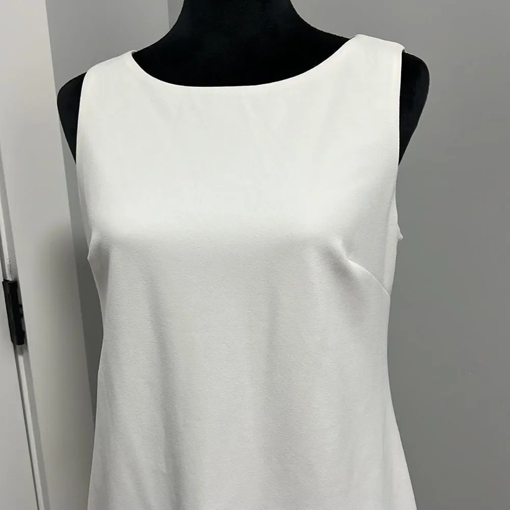 Calvin Klein dress white with gold zipper tank top ruffle bottom with lace size8 - Picture 5 of 10